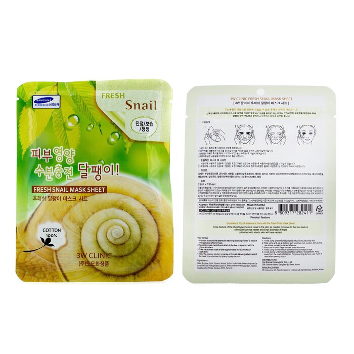 3W Clinic Mask Sheet - Fresh Snail 10pcsProduct Thumbnail