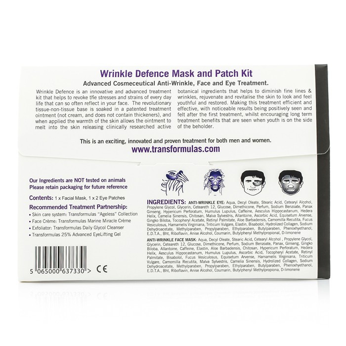 Transformulas Wrinkle Defence Маска и Пластири Комплект: 1x Маска за Лице, 1x Пластири за Очи 2pcsProduct Thumbnail