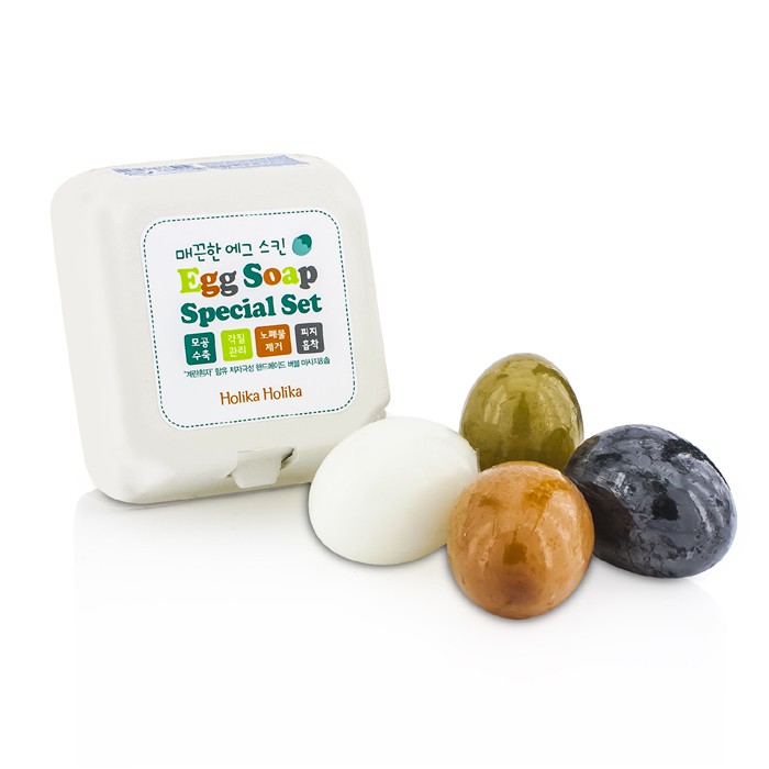 Holika Holika Egg Skin Soap Special Set: Charcoal Egg + White Egg + Red Clay Egg + Green Tea Egg 4x50g/1.7ozProduct Thumbnail