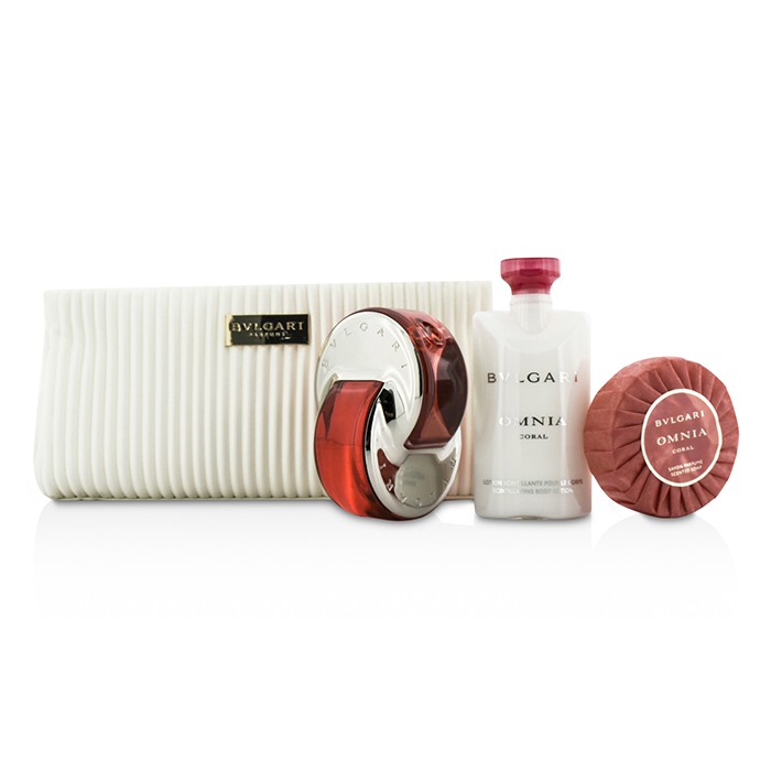 불가리 Bvlgari 옴니아 코럴 세트: 오 드 뚜와렛 스프레이 65ml/2.2oz + 솝 75g/2.6oz + 바디 로션 75ml/2.5oz + 파우치 3pcs+pouchProduct Thumbnail