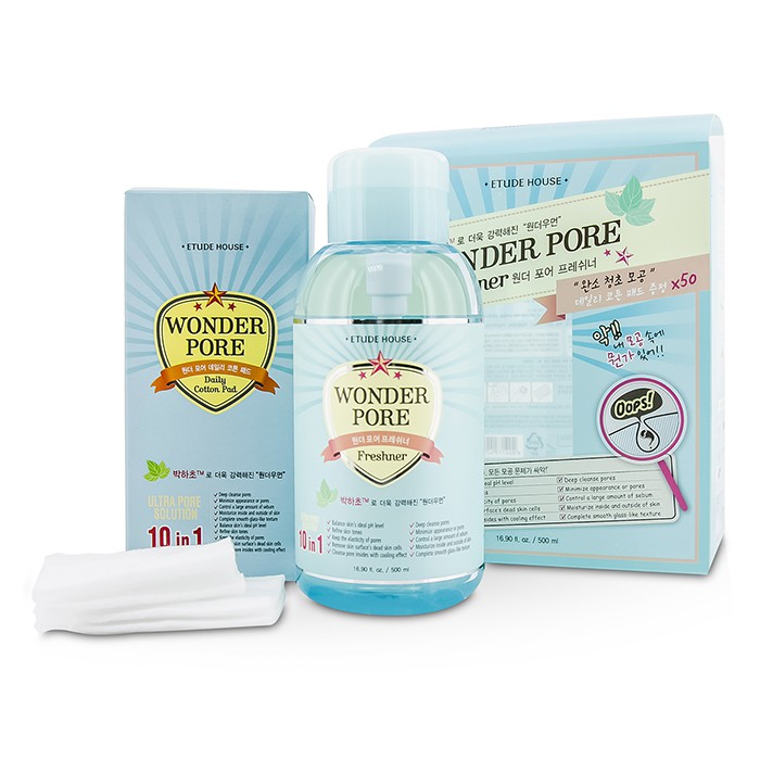 Etude House Wonder Pore Freshner 500ml With Wonder Pore Daily Cotton Pad 50 pads 2pcsProduct Thumbnail