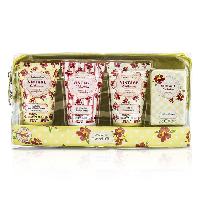 Heathcote & Ivory Vintage Mimosa & Pomegranate Weekend Travel Kit: Shower Gel 30ml/1.01oz + Body Cream 30ml/1.01oz + Hand Cream 30ml/1.01oz + Soap 25g/0.88oz 4pcsProduct Thumbnail