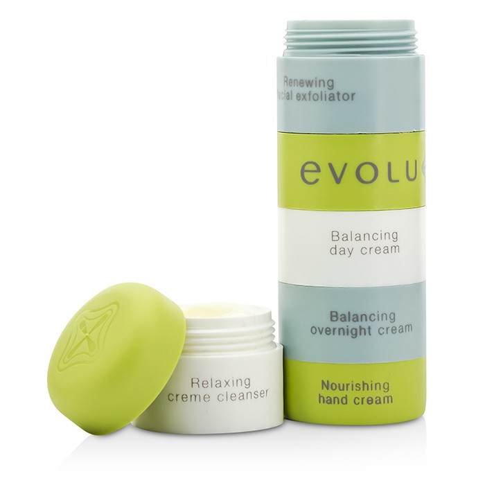 Evolu Travel Tower: Cleanser + Exfoliator + Eye Gel + Day Cream + Night Cream + Hand Cream 6x10ml/0.33ozProduct Thumbnail