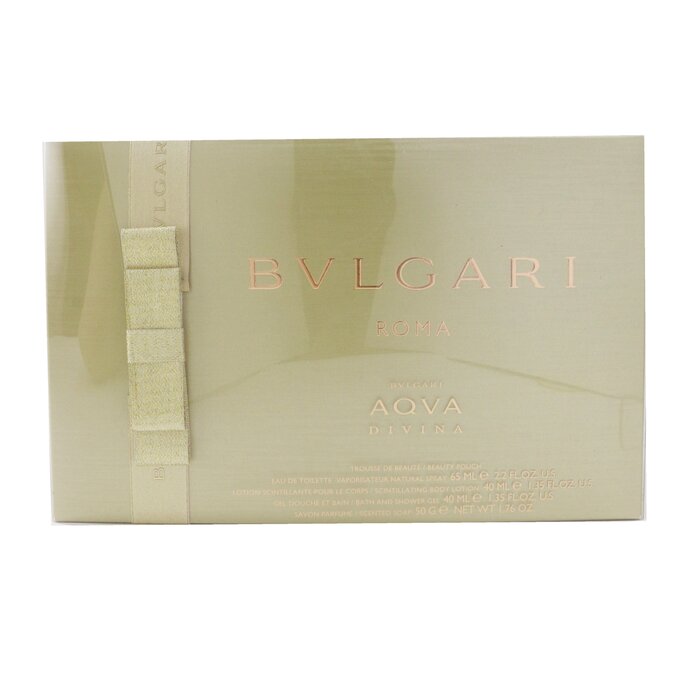 Bvlgari Aqva Divina Coffret: Eau De Toilette Spray 65ml/2.2oz + Body Lotion 40ml/1.35oz + Shower Gel 40ml/1.35oz + Soap 50g/1.76oz + Pouch 4pcs+1pouchProduct Thumbnail