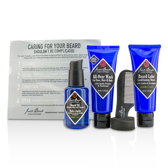 Jack Black Beard Grooming Kit: All-Over Wash 44ml, Beard Oil 30ml, Beard Lube Conditioning Shave 44ml, Beard Comb 4pcsProduct Thumbnail