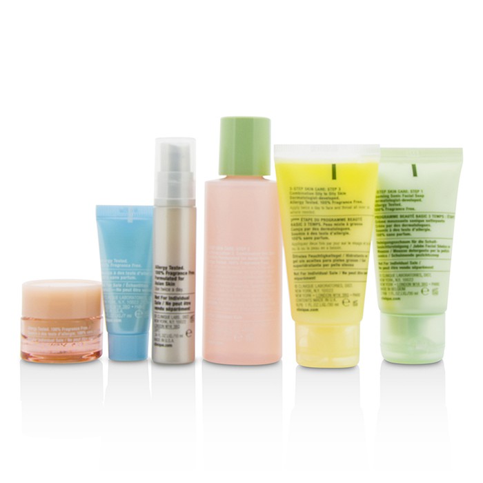 Clinique Travel Set: Facial Soap 30ml+Lotion 3 60ml+DDMG 30ml+Smart Serum 10ml+Turnaround Serum 7ml+All About Eyes 7ml+Bag 6pcs+1bagProduct Thumbnail