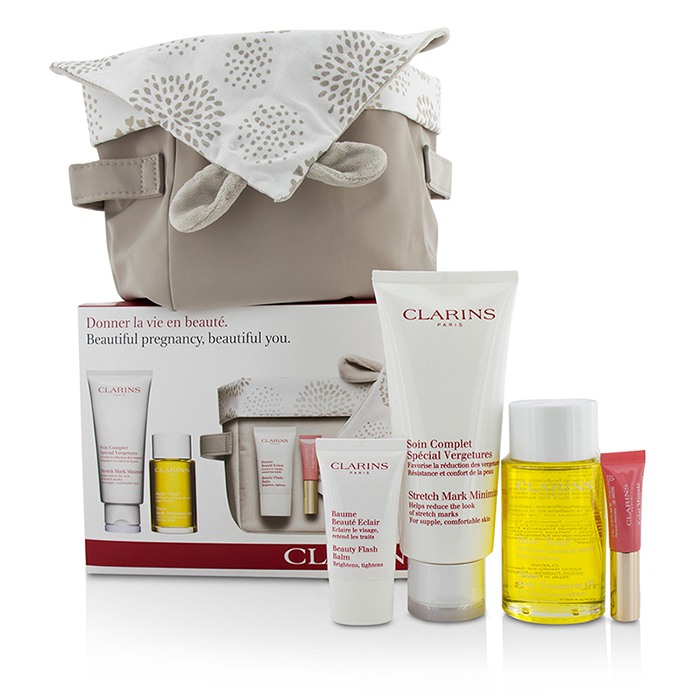 Clarins מארז יפה בהריון: Stretch Mark Minimizer 200ml+ Body Oil שמן גוף 100ml+ Flash Balm 15ml + Lip Perfector 5ml + Bag 4pcs+1bagProduct Thumbnail