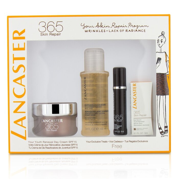 Lancaster 365 Skin Repair Set: Youth Renewal Day Cream 50ml+ Serum Youth Renewal 10ml+ Eye Serum 3ml+ Express Cleanser 100ml 4pcsProduct Thumbnail
