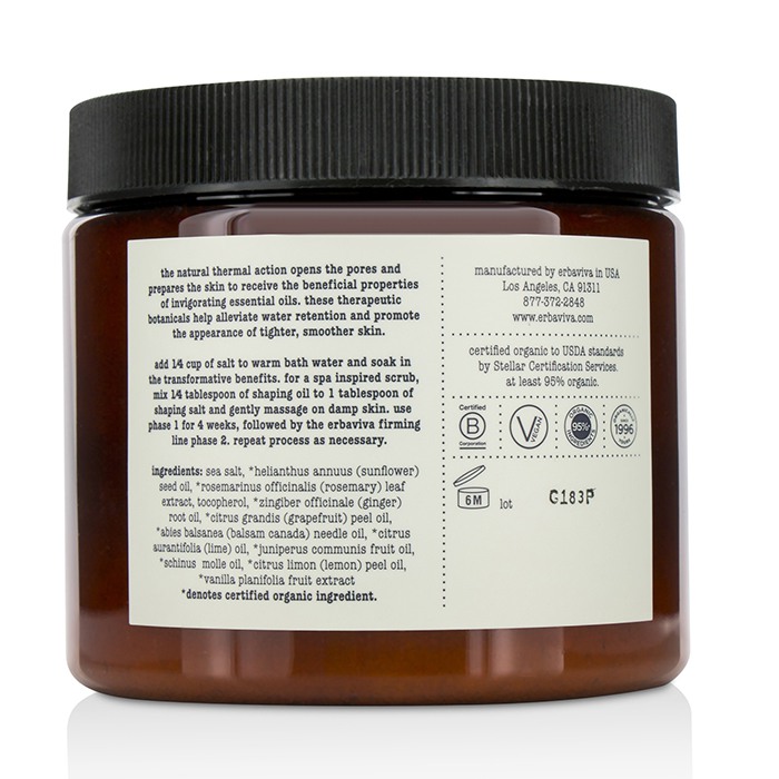 Erbaviva Shaping Salt : Phase 1 - Pure Sea Salt Infused With Organic Essential Oils Of Grapefruit, Pink Pepper & Ginger 566g/20ozProduct Thumbnail