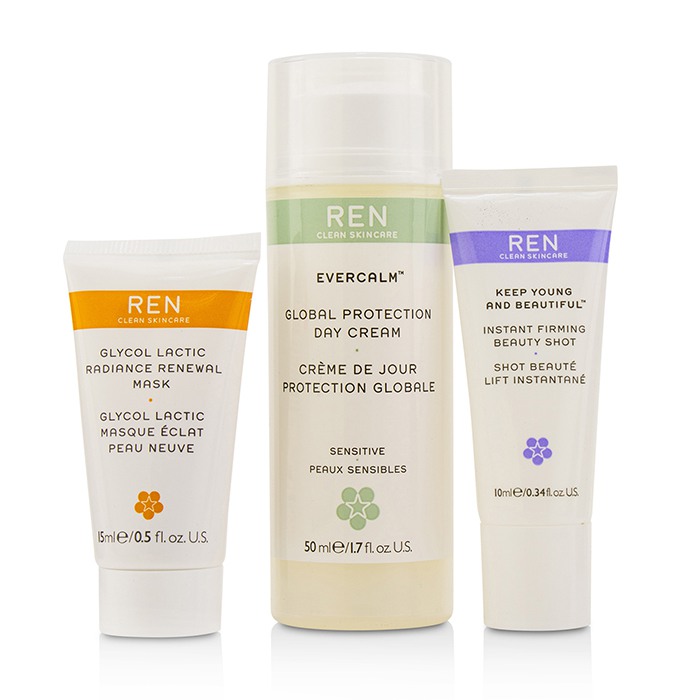 Ren 任  舒緩亮白組合: 面膜 15ml + 精華 10ml + 日霜 50ml 3pcsProduct Thumbnail