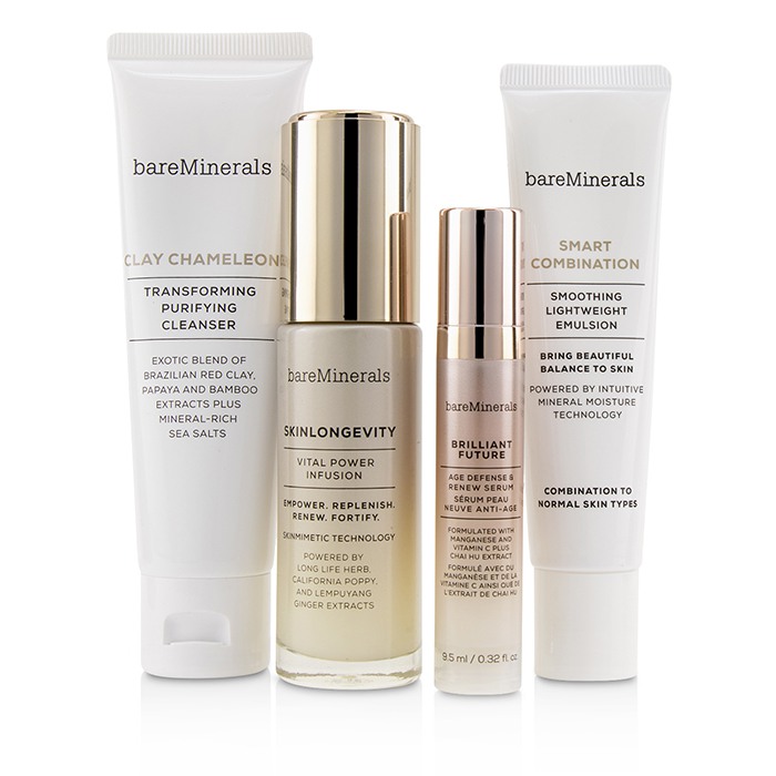 BareMinerals Balance To-Go Started Kit (Normal to Combination Skin): Clay Chameleon+Skinlongevity+Brilliant Future+Smart Combination 4pcsProduct Thumbnail