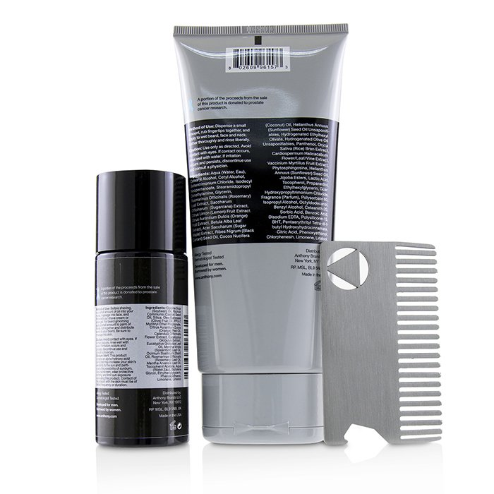 Anthony Beard Basics Kit: 1x Conditioning Beard Wash 177ml, 1x Pre-Shave + Conditioning Beard Oil 59ml, 1x Beard Comb 3pcsProduct Thumbnail