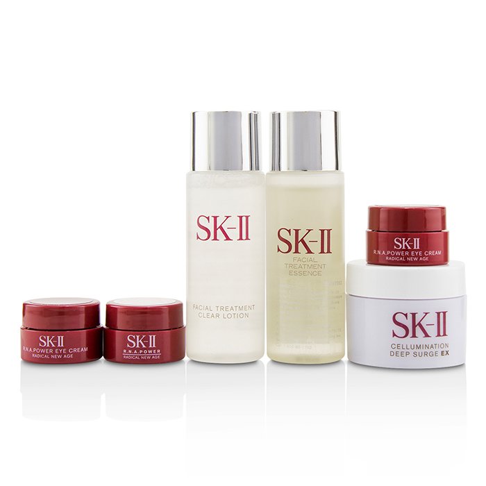 SK II Travel Set: Clear Lotion 30ml+ Treatment Essence 30ml+ Cellumination Deep Surge EX 15g + 2x Eye Cream 2.5g + Face Cream 2.5g 6pcsProduct Thumbnail