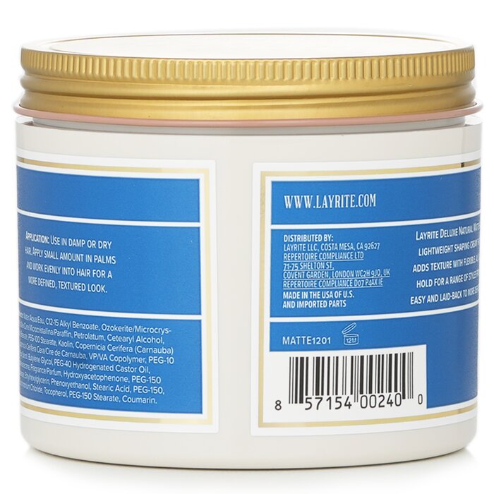 Layrite Natural Matte Cream (Medium Hold, Matte Finish, Water Soluble) 297g/10.5ozProduct Thumbnail