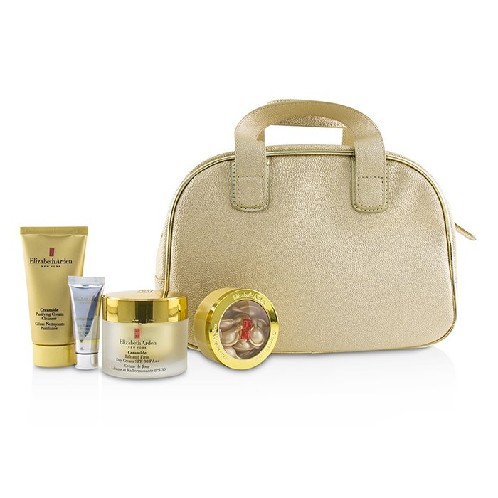 Elizabeth Arden Ceramide Lift & Firm Youth Restoring Collection: Day Cream SPF 30+Ceramide Capsules+Cream Cleanser+Skin Renewal Booster+Veske 4pcs+1bagProduct Thumbnail