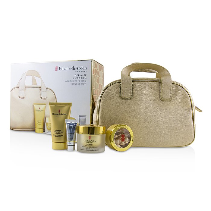 Elizabeth Arden Ceramide Lift & Firm Youth Restoring Collection: Day Cream SPF 30+Ceramide Capsules+Cream Cleanser+Skin Renewal Booster+Veske 4pcs+1bagProduct Thumbnail