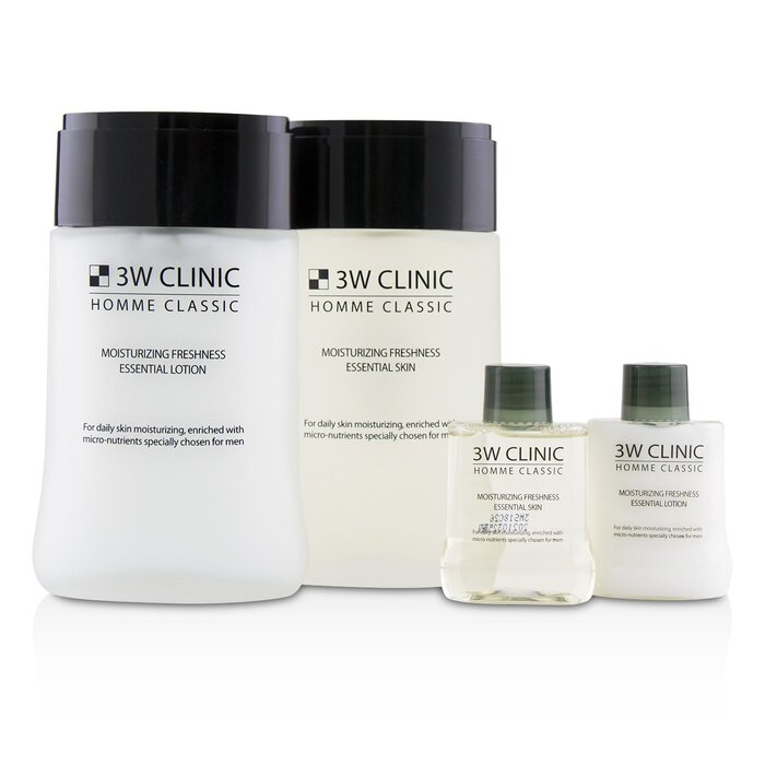 3W Clinic Homme Classic - Moisturizing Freshness Essential Skin Care Set: Essential Skin 150ml+30ml + Essential Lotion 150ml+30ml 4pcsProduct Thumbnail