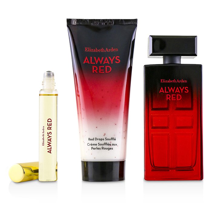 Elizabeth Arden Always Red Coffret: Eau De Toilette Spray 50ml/1.7oz + Red Drops Souffle 100ml/3.3oz + Eau De Toilette Rollerball 10ml/0.33oz 3pcsProduct Thumbnail