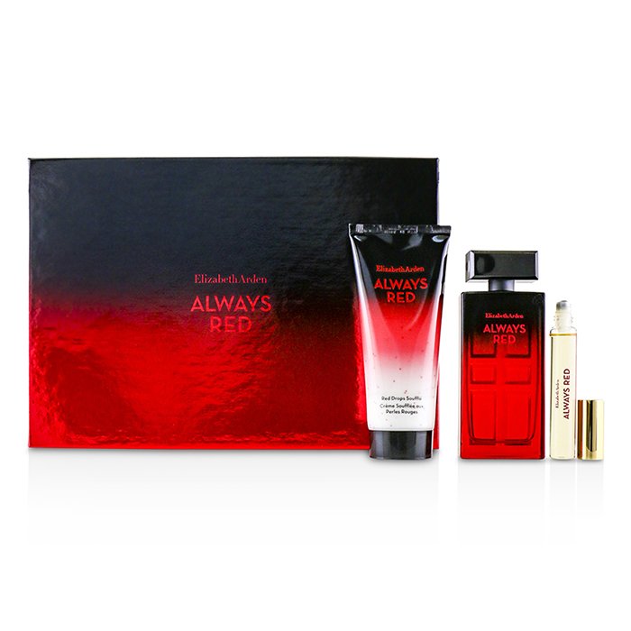 Elizabeth Arden Always Red Coffret: Eau De Toilette Spray 50ml/1.7oz + Red Drops Souffle 100ml/3.3oz + Eau De Toilette Rollerball 10ml/0.33oz 3pcsProduct Thumbnail