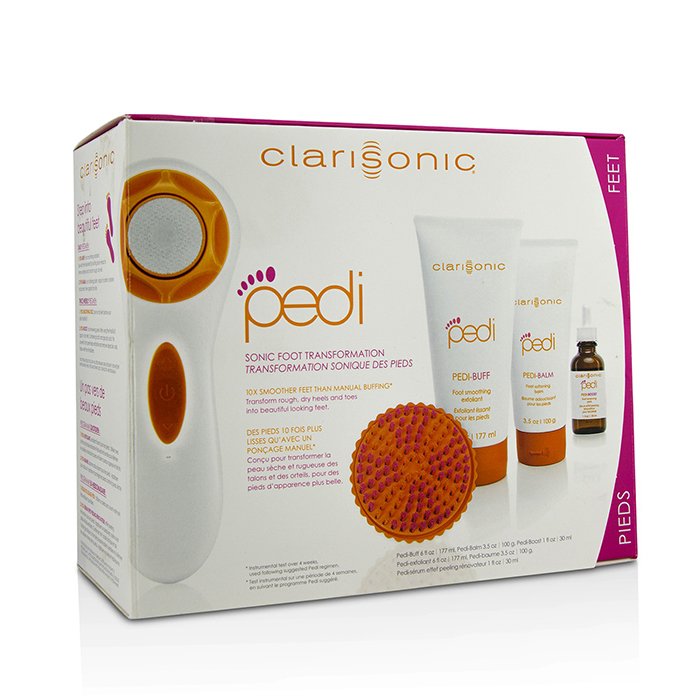 Clarisonic مجموعة تحويل الأقدام Pedi Sonic: Pedi-Buff + بلسم Pedi + مقشر مجددد للأقدام + آلة Pedi + صحن تنعيم (علبة متضررة قليلاً) 7pcsProduct Thumbnail