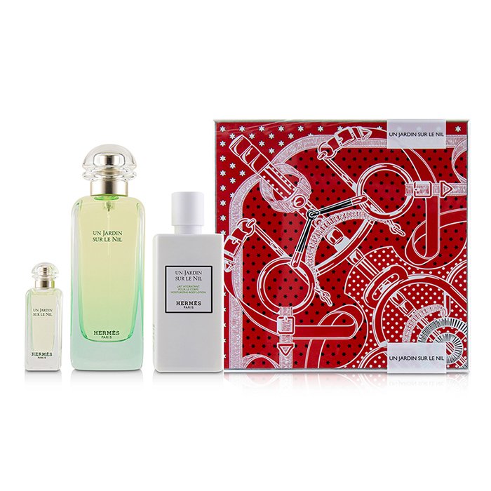 Hermes Un Jardin Sur Le Nil Coffret: Eau De Toilette Spray 100ml/3.3oz + Moisturizing Body Lotion 80ml/2.7oz + Eau De Toilette 7.5ml/0.25oz 3pcsProduct Thumbnail