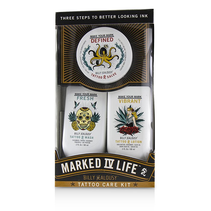Billy Jealousy Marked IV Life Tattoo Care Kit: Tattoo Wash 88ml + Tattoo Lotion 88ml + Tattoo Slave 57g 3pcsProduct Thumbnail