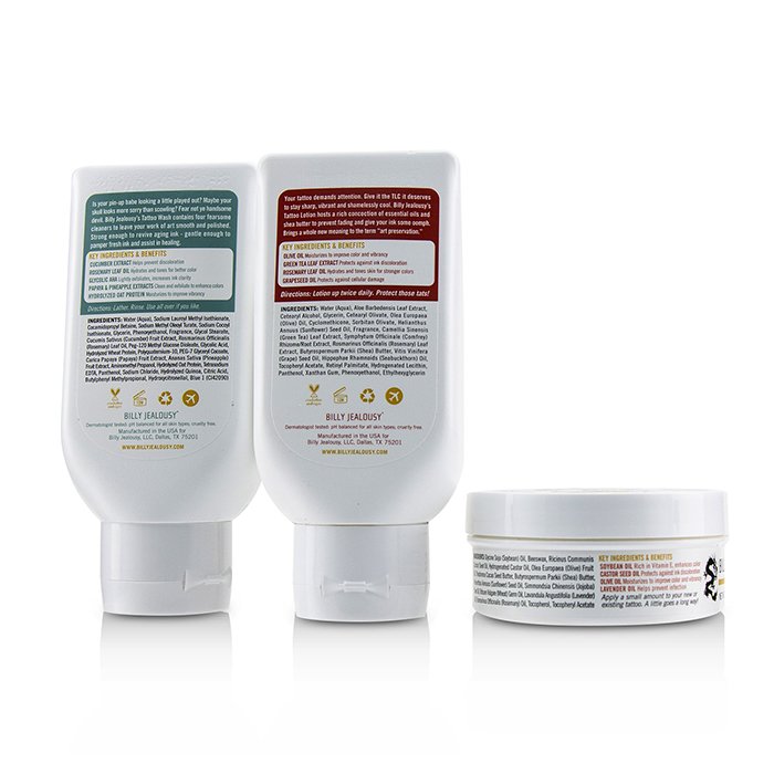 Billy Jealousy Marked IV Life Tattoo Care Kit: Tattoo Wash 88ml + Tattoo Lotion 88ml + Tattoo Slave 57g 3pcsProduct Thumbnail