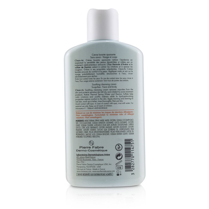 Avene Clean-Ac Soothing Cleansing Cream - For Dry, Irritated Blemish-Prone Skin 200ml/6.7ozProduct Thumbnail