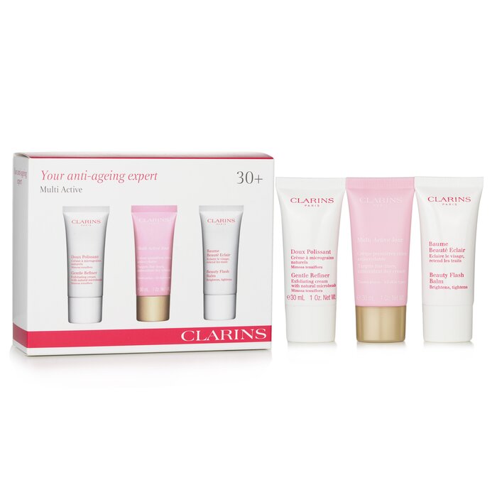 Clarins Multi-Active 30+ Anti-Ageing Skincare Set: Gentle Refiner 30ml + Multi-Active Day Cream 30ml + Beauty Flash Balm 30ml  3pcsProduct Thumbnail