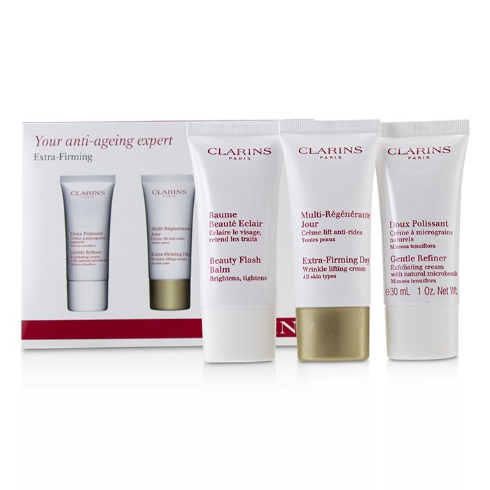Clarins Extra-Firming 40+ Anti-Ageing Skincare Set:Gentle Refiner 30ml +Extra-Firming Day Cream 30ml+ Beauty Flash Balm 30ml 3pcsProduct Thumbnail