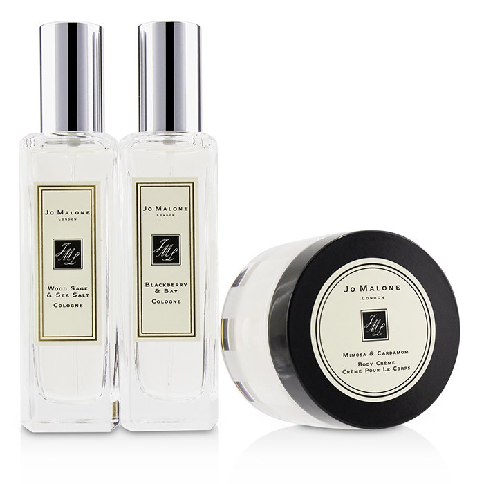 Jo Malone Набор: Blackberry & Bay Одеколон Спрей 30мл/1унц + Wood Sage & Sea Salt Одеколон Спрей 30мл/1унц + Mimosa & Cardamom Крем для Тела 50мл/1.7унц 3pcsProduct Thumbnail