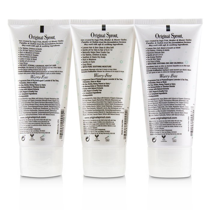 Original Sprout Set de Viaje Trio: 1x Acondicionador Profundo 90ml+1x Jabón de Bebé de Cabello y Cuerpo 90ml +1x Scrumptious Crema de Bebé 90ml (Para Bebés & Niños) 3pcsProduct Thumbnail