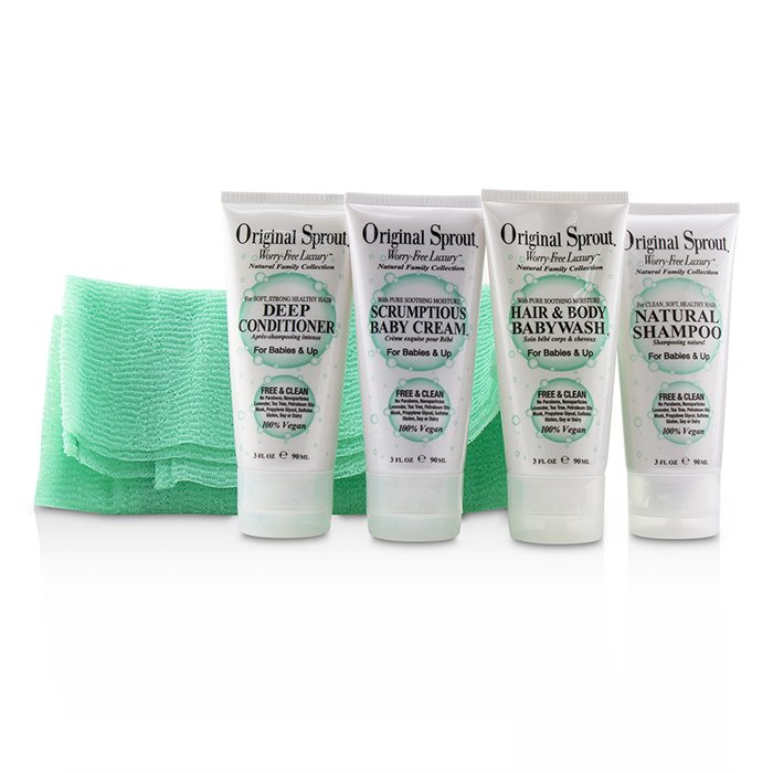 Original Sprout Deluxe Travel Kit: 1x Hair & Body Wash +1x Shampoo 30ml+ 1x Conditioner +1x Baby Cream +1x Washcloth (For Babies & Up 5pcsProduct Thumbnail