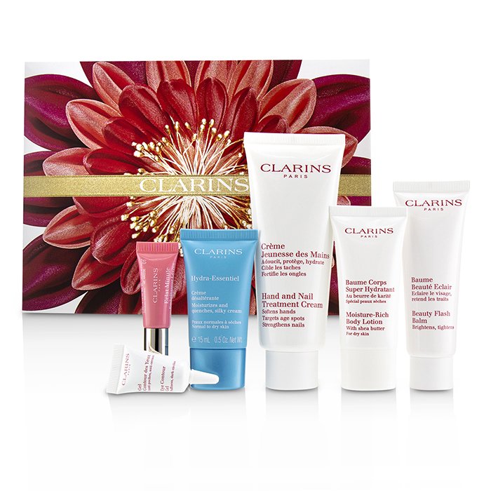 Clarins 克蘭詩 (嬌韻詩) 週末護理組合: 護手霜+晶瑩亮麗霜+柔潤身體乳+眼部修護凝露+水潤活肌保濕輕盈乳霜+蘋果公主嘟唇蜜 6pcs+1bagProduct Thumbnail