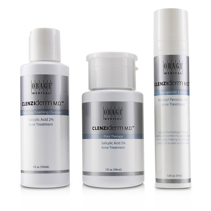 Obagi Clenziderm M.D. Acne Therapeutic System : 1x Foaming Cleanser 118ml+1x Pore Therapy 148ml+1x Therapeutic Lotion 47ml 3pcsProduct Thumbnail