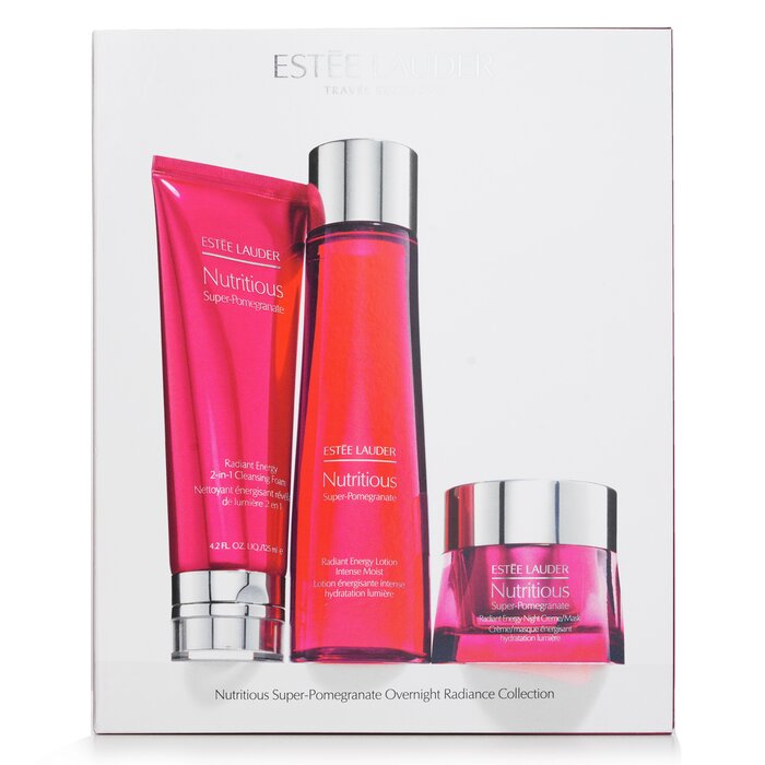 Estee Lauder Nutritious Super-Pomegranate Overnight Radiance Collection: Cleansing Foam 125ml+Lotion Intense Moist 200ml+Night Creme 50ml  3pcsProduct Thumbnail