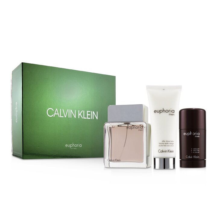 Calvin Klein Euphoria Men Coffret: Eau De Toilette Spray 100 ml + Deodorant Stick 75 g + After Shave Balm 100 ml (Grønn eske) 3pcsProduct Thumbnail