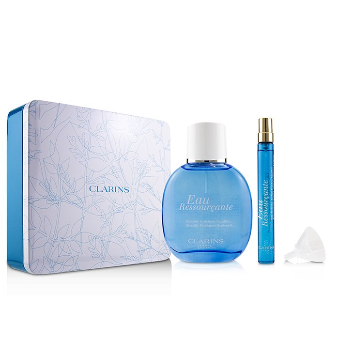 Clarins Eau Ressourcante Coffret: Fragrance Spray 100ml/3.3oz + Refillable Spray 10ml/0.3oz + Metal Box 2pcs+1boxProduct Thumbnail