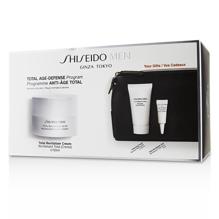 Shiseido Men Total Age-Defense Program Set: 1xTotal Revitalizer Cream 50ml+1xCleansing Foam 30ml+1xTotal Revitalizer Eye 3ml+1xPouch 4pcsProduct Thumbnail
