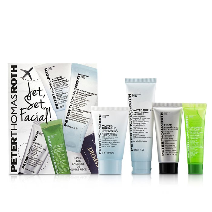 Peter Thomas Roth Jet, Set, Facial ! 4-Piece Kit: 1x Cleanser 30ml + 1x Moisturizer 20ml + 1x Cucumber Gel Mask 14ml + 1x Peeling Gel 15ml 4pcsProduct Thumbnail