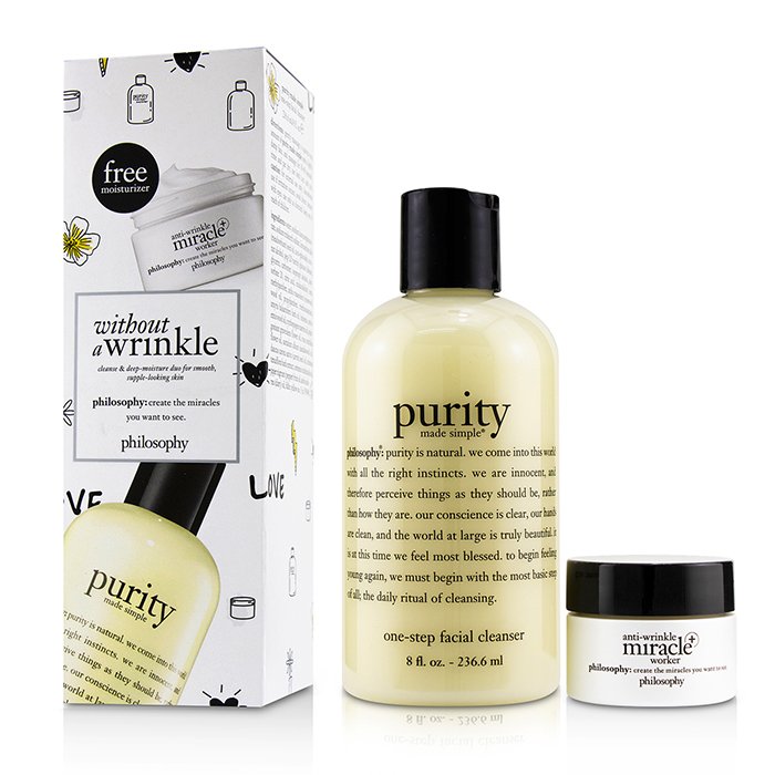 Philosophy Without A Wrinkle Set : 1x One-Step Facial Cleanser 236.6ml + 1x Line-Correcting Moisturizer 15ml 2pcsProduct Thumbnail