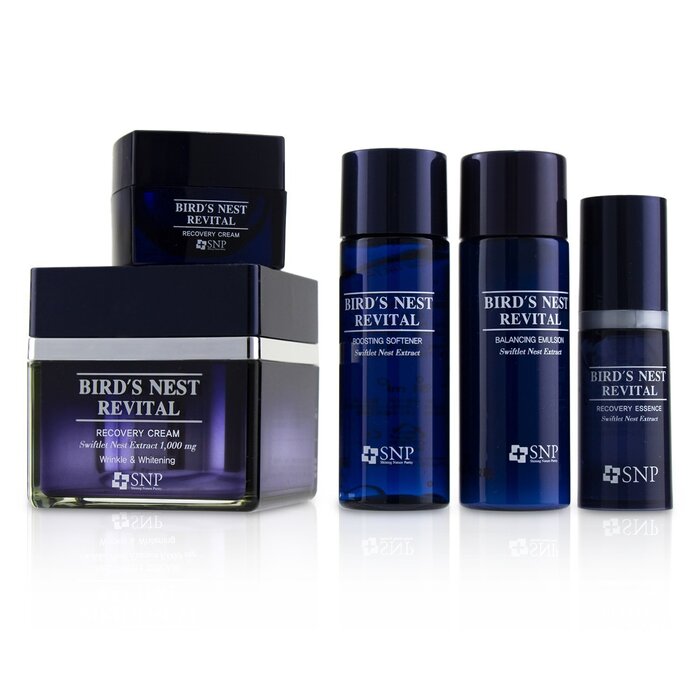 SNP 燕窩煥顏抗皺美白套裝: 修復霜 50g, 化妝水 31ml, 平衡乳 31ml, 精華液 10ml, 修復霜 10g 5pcsProduct Thumbnail