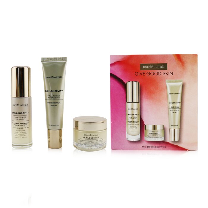 BareMinerals Give Good Skin Trio Set: Vital Power Infusion 30ml+ Vital Power Moisturizer SPF 30 30ml+ Vital Power Sleeping Gel Cream 30g 3pcsProduct Thumbnail