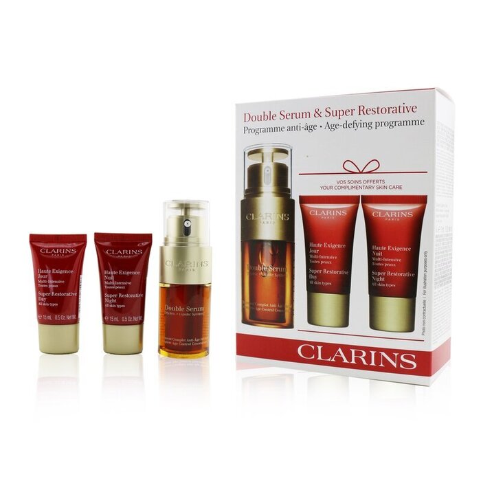Clarins Double Serum & Super Restorative Collection: Double Serum 30ml + Super Restorative Day 15ml + Super Restorative Night 15ml 3pcsProduct Thumbnail