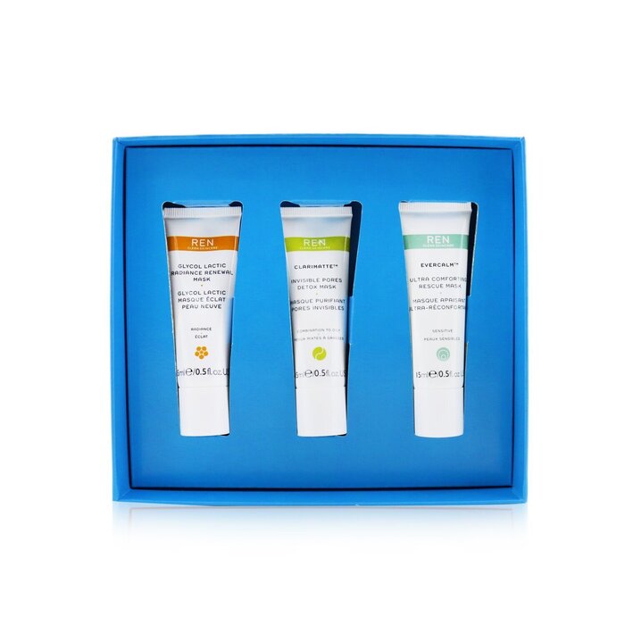 Ren Face Mask Trio Set: Glycol Lactic Mask 15ml + Evercalm Mask 15ml + Clarimatte Mask 15ml 3x15ml/0.5ozProduct Thumbnail