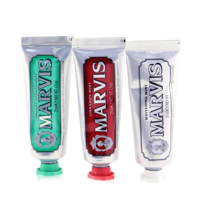 Marvis Travel Set: 1xClassic Strong Mint Toothpaste+1xWhitening Mint Toothpaste+1xCinnamon Mint Toothpaste  3pcsProduct Thumbnail