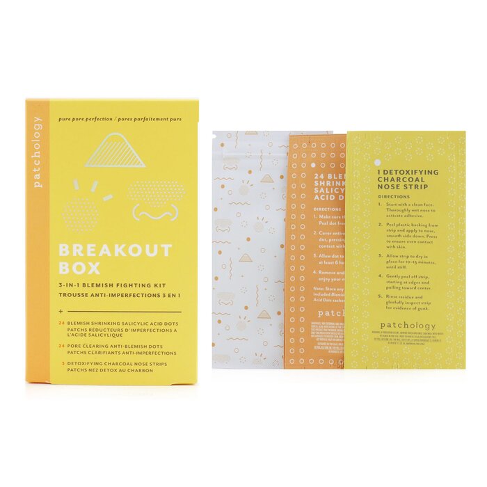 Patchology Breakout Box 3-IN-1 Blemish Fighting Kit: Blemish Shrinking Dots, Ant-Blemish Dots, Charcoal Nose Strips, Storage Sachets For Dots Picture ColorProduct Thumbnail