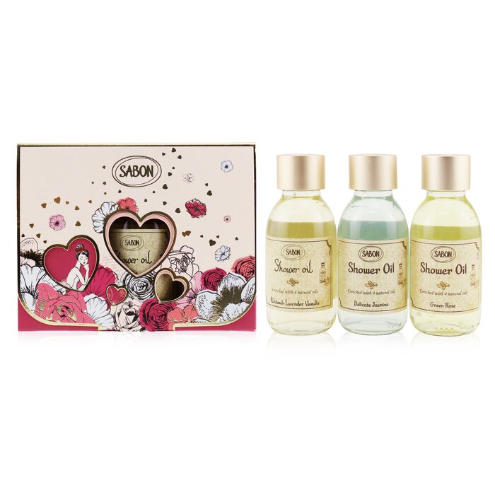 Sabon Shower Oil Trio Kit: Patchouli Lavender & Vanilla 100ml + Delicate Jasmine 100ml + Green Rose 100ml 3x100ml/3.38ozProduct Thumbnail