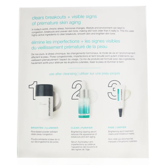 Dermalogica Kit Clear & Brighten: Microfoliante Diario 13g + Age Bright Suero Limpiador 10ml + Age Bright Desvanecedor de Manchas 6ml 3pcsProduct Thumbnail