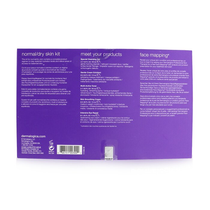 Dermalogica Normal/ Dry Skin Kit: Cleanser + Toner + Smoothing Cream + Exfoliant + Eye Reapir (Box Slightly Damaged) 5pcsProduct Thumbnail